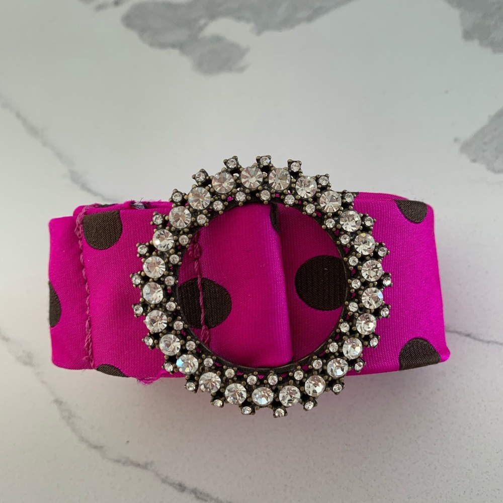 J. Crew Fuschia Polka Dot Silk Belt